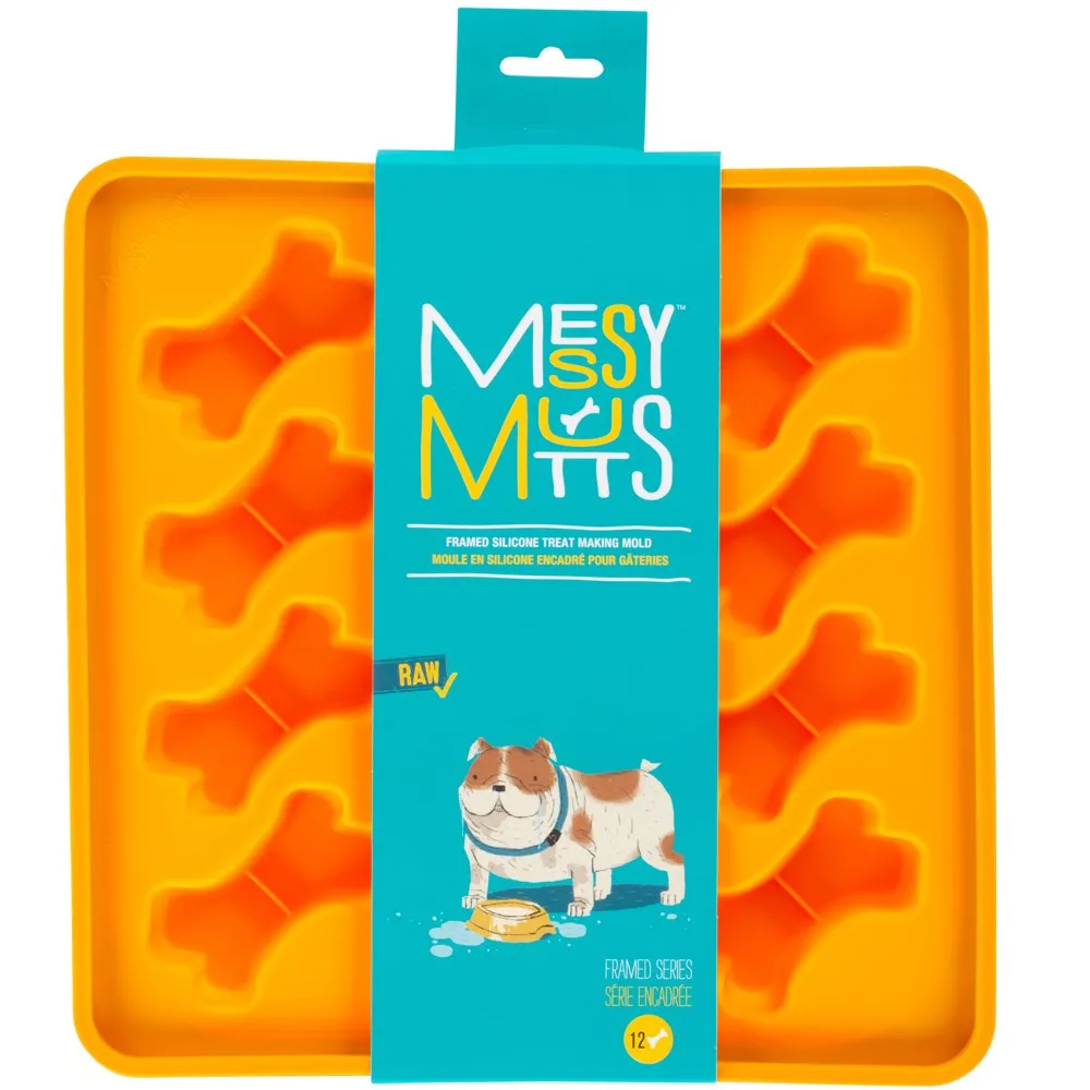 Messy Mutts Framed Silicone Dog Treat Making Mold (12 Bones, Orange) dog bones rawhide chew sticks dog jerky bacon bone