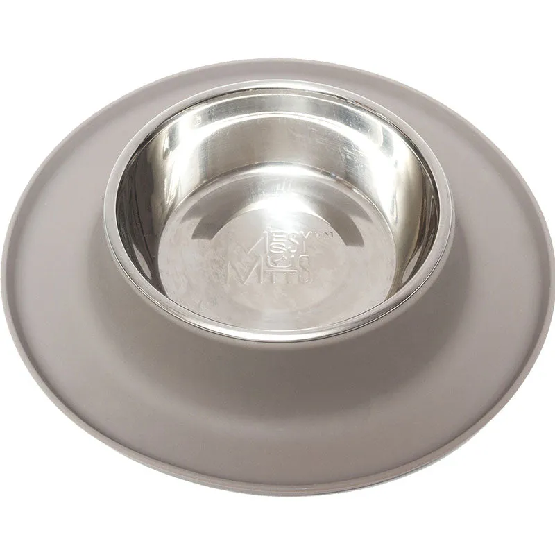 Messy Mutts Single Silicone Feeder with Stainless Bowl - Large 6 Cup Bowl - Grey dog pain relief hip joint supplement senior dog care pet arthritis aid dog skin supplement