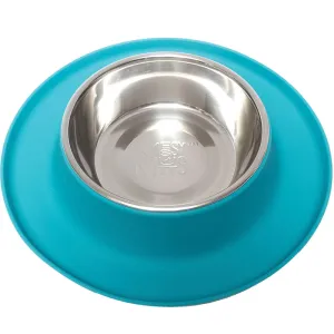 Messy Mutts Single Silicone Feeder with Stainless Bowl - Medium 1.5 Cup Bowl - Blue dog pain relief hip joint supplement senior dog care pet arthritis aid dog skin supplement
