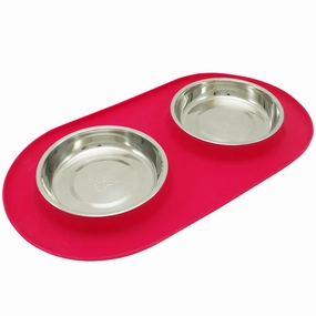 Messy Cats Double Silicone Feeder With Stainless Steel Cat Bowls (Watermelon) cat leash cat bowtie cat hat cat bandana cat costume