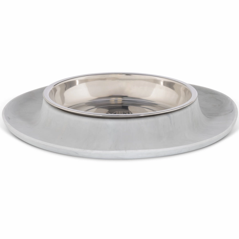 Messy Cats Single Silicone Feeder With Stainless Steel Cat Bowl (Marble) cat leash cat bowtie cat hat cat bandana cat costume