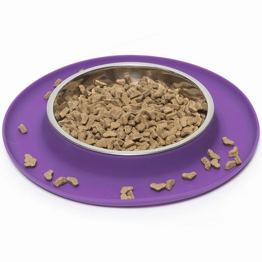 Messy Cats Single Silicone Feeder With Stainless Steel Cat Bowl (Marble)