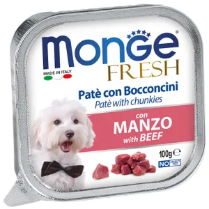 Monge Fresh Beef Pate With Chunkies Tray Dog Food 100g dog toys interactive dog toy plush dog toy dog rope toy squeaky toy