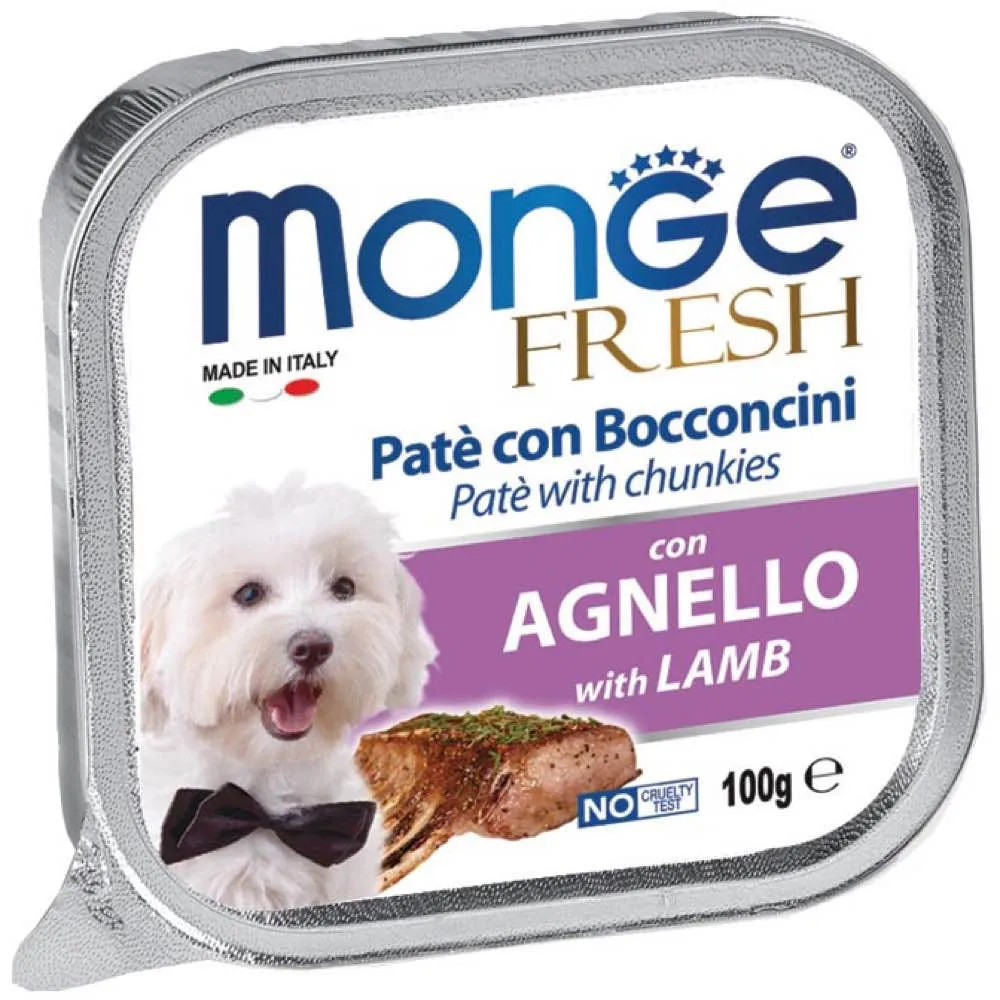 Monge Fresh Lamb Pate with Chunkies Tray Dog Food 100g dog toys interactive dog toy plush dog toy dog rope toy squeaky toy