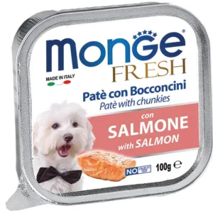 Monge Fresh Salmon Pate with Chunkies Tray Dog Food 100g dog toys interactive dog toy plush dog toy dog rope toy squeaky toy