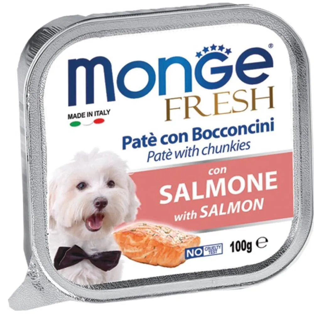 Monge Fresh Salmon Pate with Chunkies Tray Dog Food 100g dog toys interactive dog toy plush dog toy dog rope toy squeaky toy