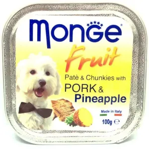 Monge Fruit Pork & Pineapple Pate with Chunkies Tray Dog Food 100g dog toys interactive dog toy plush dog toy dog rope toy squeaky toy