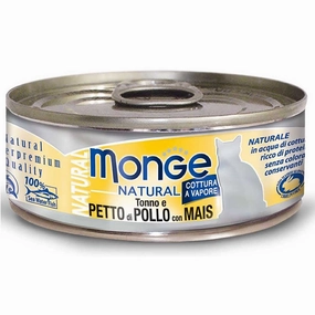 Monge Natural Tuna & Chicken With Corn Canned Cat Food 80g natural cat food soft cat treats freeze dried cat food organic cat treats indoor cat food