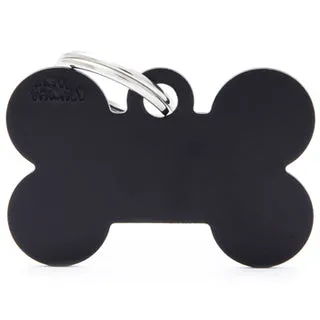 My Family USA Pet Tag - Basic Aluminum - Bone Black - Large dog accessories dog collar dog leash dog bowtie dog backpack