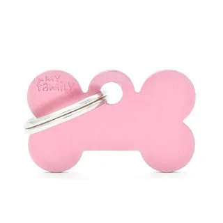 My Family USA Pet Tag - Basic Aluminum - Bone Pink - Small dog accessories dog collar dog leash dog bowtie dog backpack
