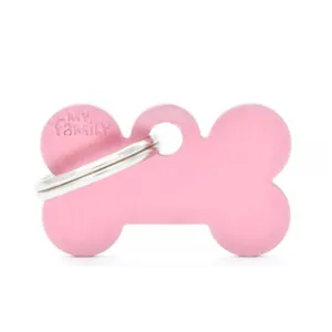 My Family USA Pet Tag - Basic Aluminum - Bone Pink - Small dog accessories dog collar dog leash dog bowtie dog backpack