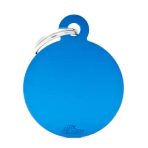 My Family USA Pet Tag - Basic Aluminum - Circle Blue - Large dog accessories dog collar dog leash dog bowtie dog backpack