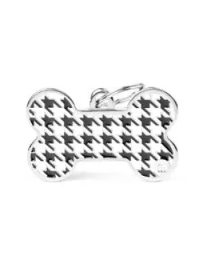 My Family USA Pet Tag - Basic Apoxie Bone "Pied a Poule" - XL dog accessories dog collar dog leash dog bowtie dog backpack