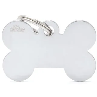 My Family USA Pet Tag - Basic Chrome - Bone Chromed Brass - Large dog accessories dog collar dog leash dog bowtie dog backpack