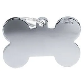 My Family USA Pet Tag - Basic Chrome - Bone Chromed Brass - XL dog accessories dog collar dog leash dog bowtie dog backpack