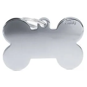 My Family USA Pet Tag - Basic Chrome - Bone Chromed Brass - XL dog accessories dog collar dog leash dog bowtie dog backpack