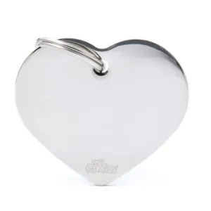 My Family USA Pet Tag - Basic Chrome - Heart Chromed Brass - Large dog accessories dog collar dog leash dog bowtie dog backpack