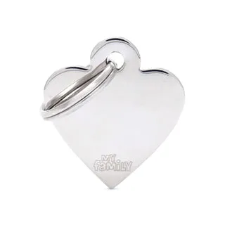 My Family USA Pet Tag - Basic Chrome - Heart Chromed Brass - Small dog accessories dog collar dog leash dog bowtie dog backpack