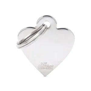 My Family USA Pet Tag - Basic Chrome - Heart Chromed Brass - Small dog accessories dog collar dog leash dog bowtie dog backpack