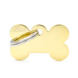 My Family USA Pet Tag - Basic Gold - Bone Golden Brass - Small dog accessories dog collar dog leash dog bowtie dog backpack