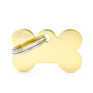My Family USA Pet Tag - Basic Gold - Bone Golden Brass - Small dog accessories dog collar dog leash dog bowtie dog backpack