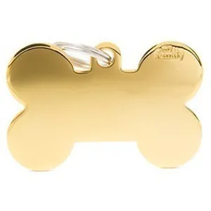 My Family USA Pet Tag - Basic Gold - Bone Golden Brass - XL dog accessories dog collar dog leash dog bowtie dog backpack