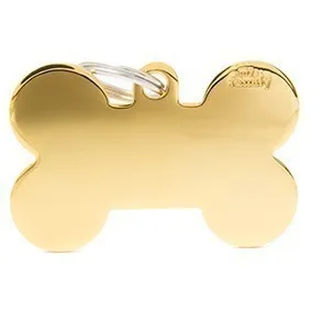 My Family USA Pet Tag - Basic Gold - Bone Golden Brass - XL dog accessories dog collar dog leash dog bowtie dog backpack