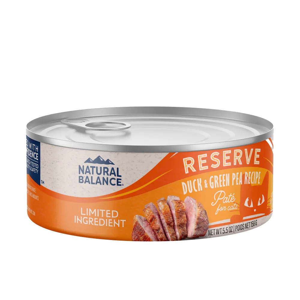 Natural Balance Limited Ingredient Reserve Duck & Green Pea Recipe Canned Wet Cat Food cat calming diffuser cat stress relief anxiety cat treats cat relaxing spray pet mood aid