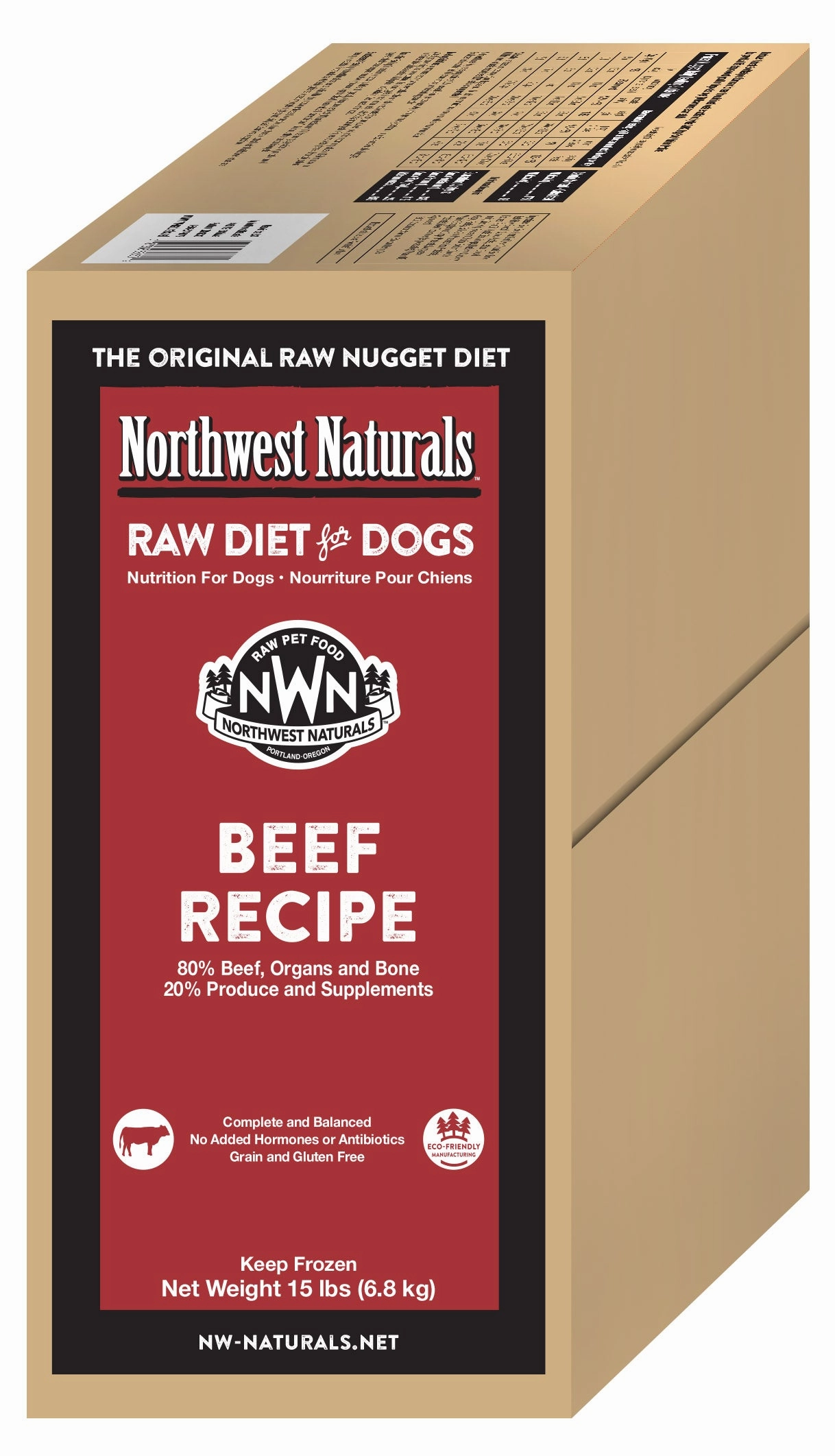 Northwest Naturals Frozen Raw Nuggets - Beef - 15lb Box