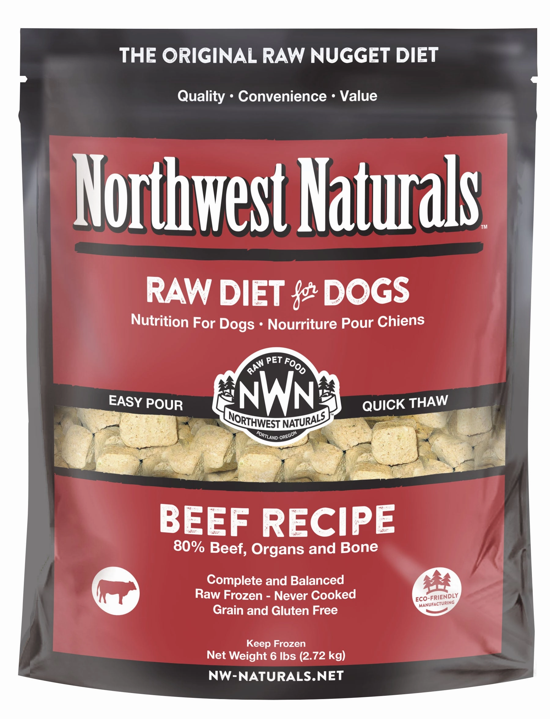 Northwest Naturals Frozen Raw Nuggets - Beef - 6lb Bag livestock health goat wellness poultry spray cattle health aid goat nutrition