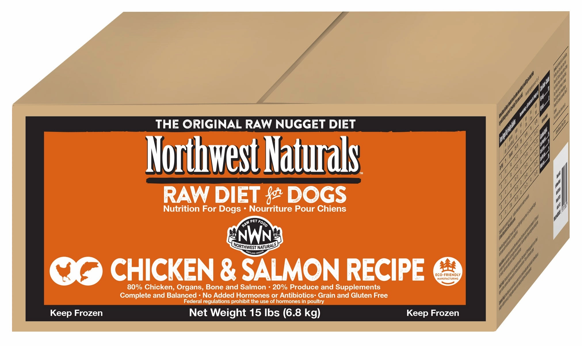 Northwest Naturals Frozen Raw Nuggets - Chicken & Salmon - 15lb Box *Special Order Only* livestock health goat wellness poultry spray cattle health aid goat nutrition