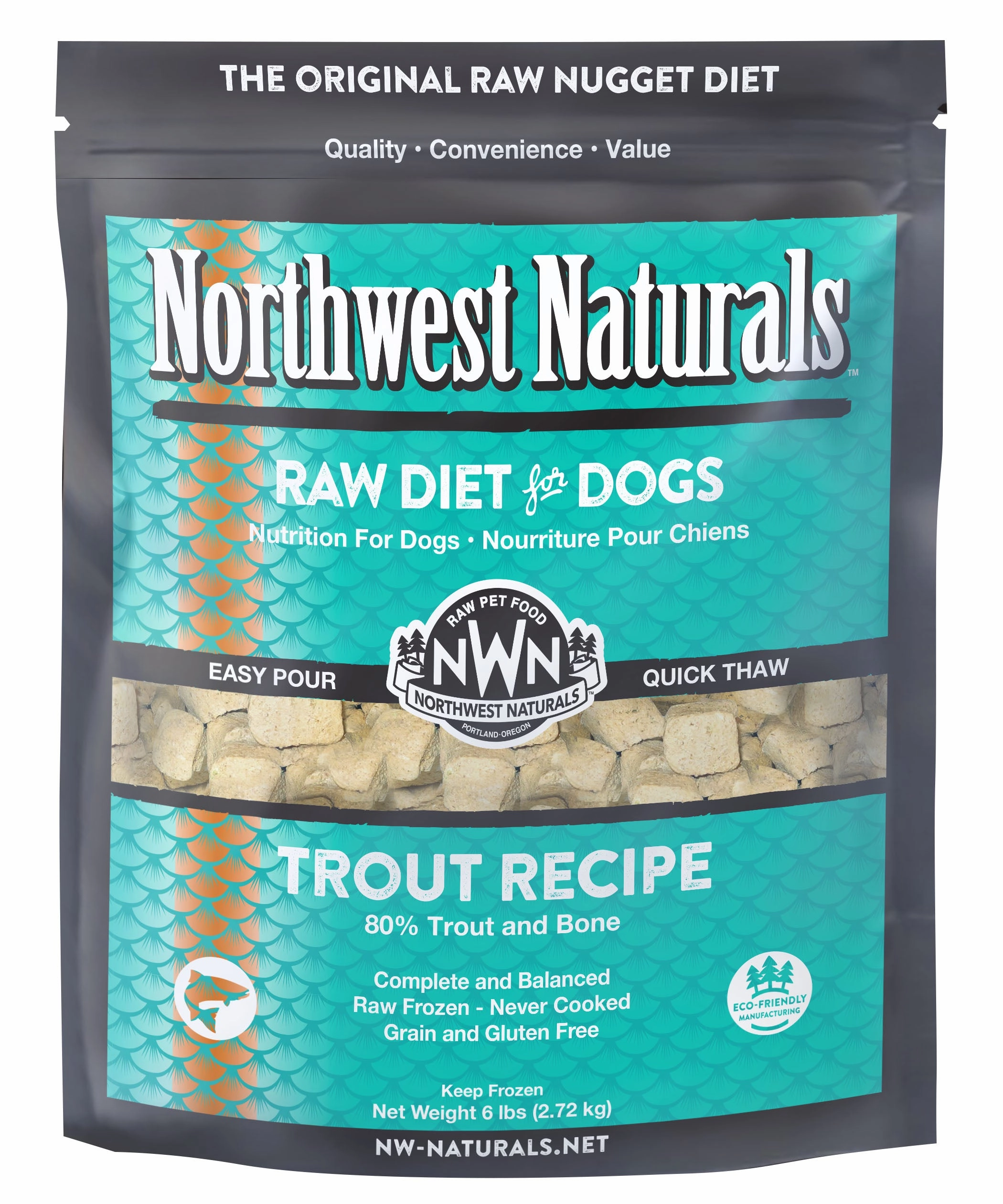Northwest Naturals Frozen Raw Nuggets - Trout - 6lb Bag livestock health goat wellness poultry spray cattle health aid goat nutrition