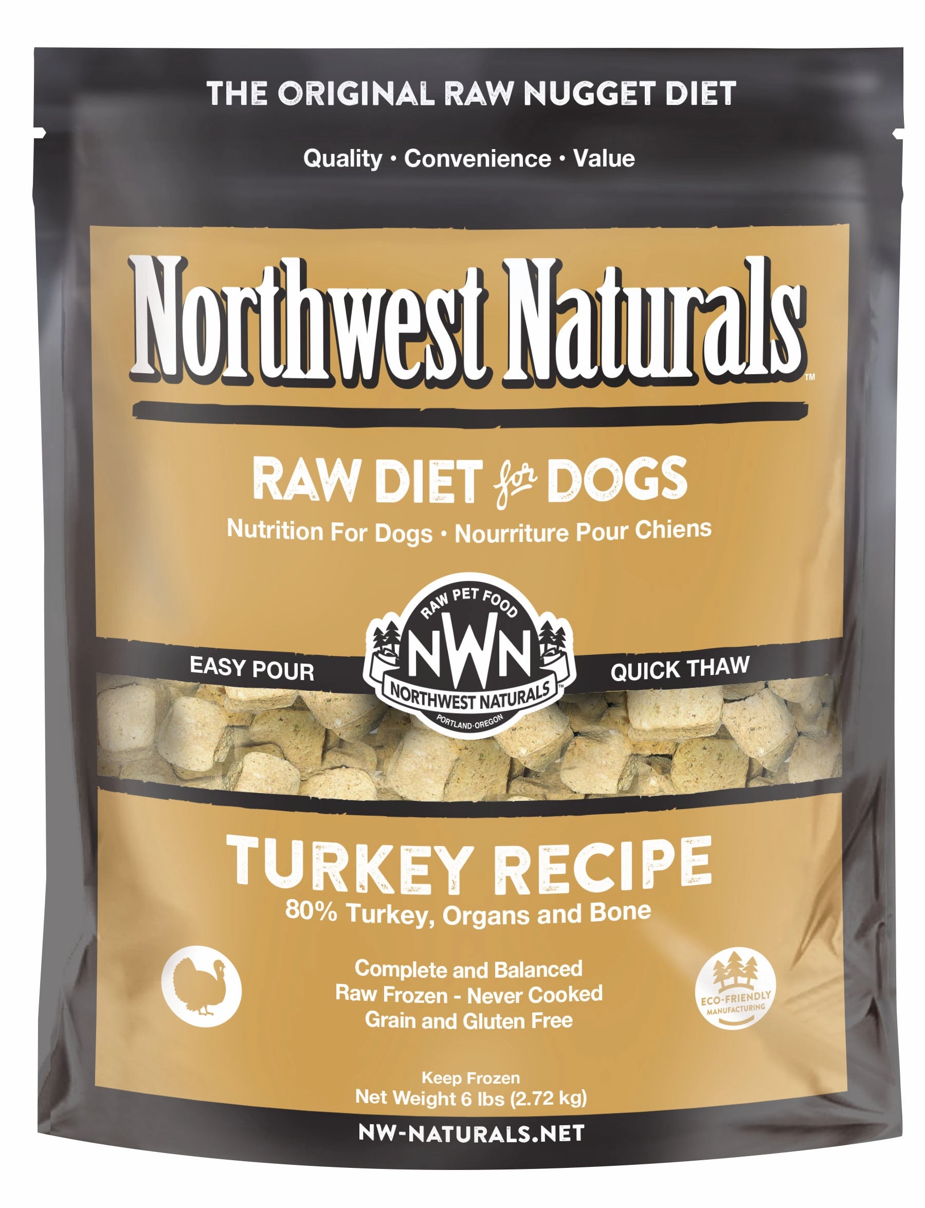 Northwest Naturals Frozen Raw Nuggets - Turkey - 6lb Bag livestock health goat wellness poultry spray cattle health aid goat nutrition
