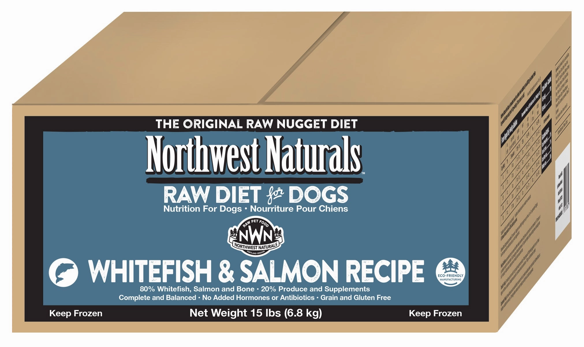 Northwest Naturals Frozen Raw Nuggets - Whitefish & Salmon - 15lb Box livestock health goat wellness poultry spray cattle health aid goat nutrition