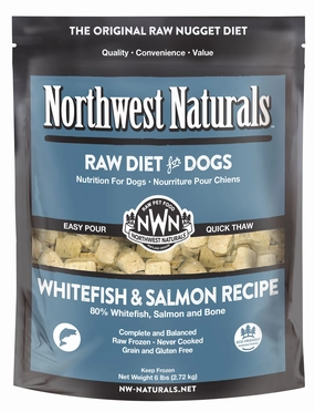 Northwest Naturals Frozen Raw Nuggets - Whitefish & Salmon - 6lb Bag livestock health goat wellness poultry spray cattle health aid goat nutrition