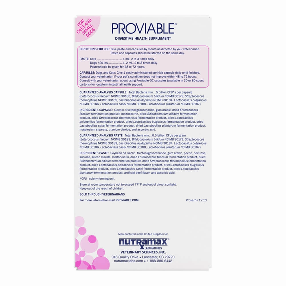 Nutramax Proviable-KP/DC Kit for Dogs and Cats, 10 Capsules