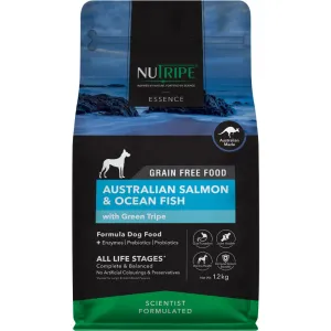 Nutripe Essence Australian Salmon & Ocean Fish with Green Tripe Grain-Free Dry Dog Food dog toys interactive dog toy plush dog toy dog rope toy squeaky toy