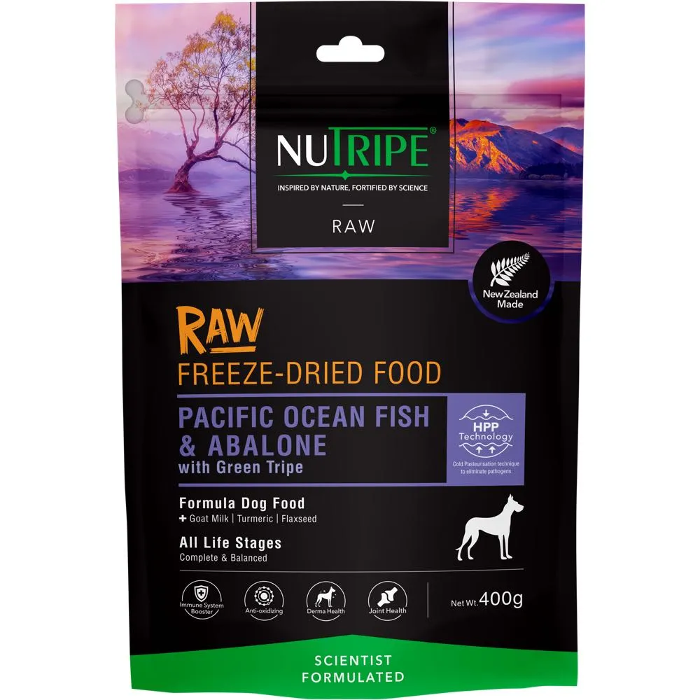 Nutripe Raw Pacific Ocean Fish & Abalone With Green Tripe Grain-Free Freeze-Dried Raw Dog Food 400g dog supplies dog food toys accessories dog bed
