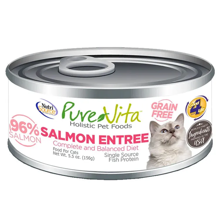 Nutrisource Pure Vita Grain Free Salmon Entree Canned Cat Food cat treats toys for cats cat hair remover cat cleaning supplies cat food bowl