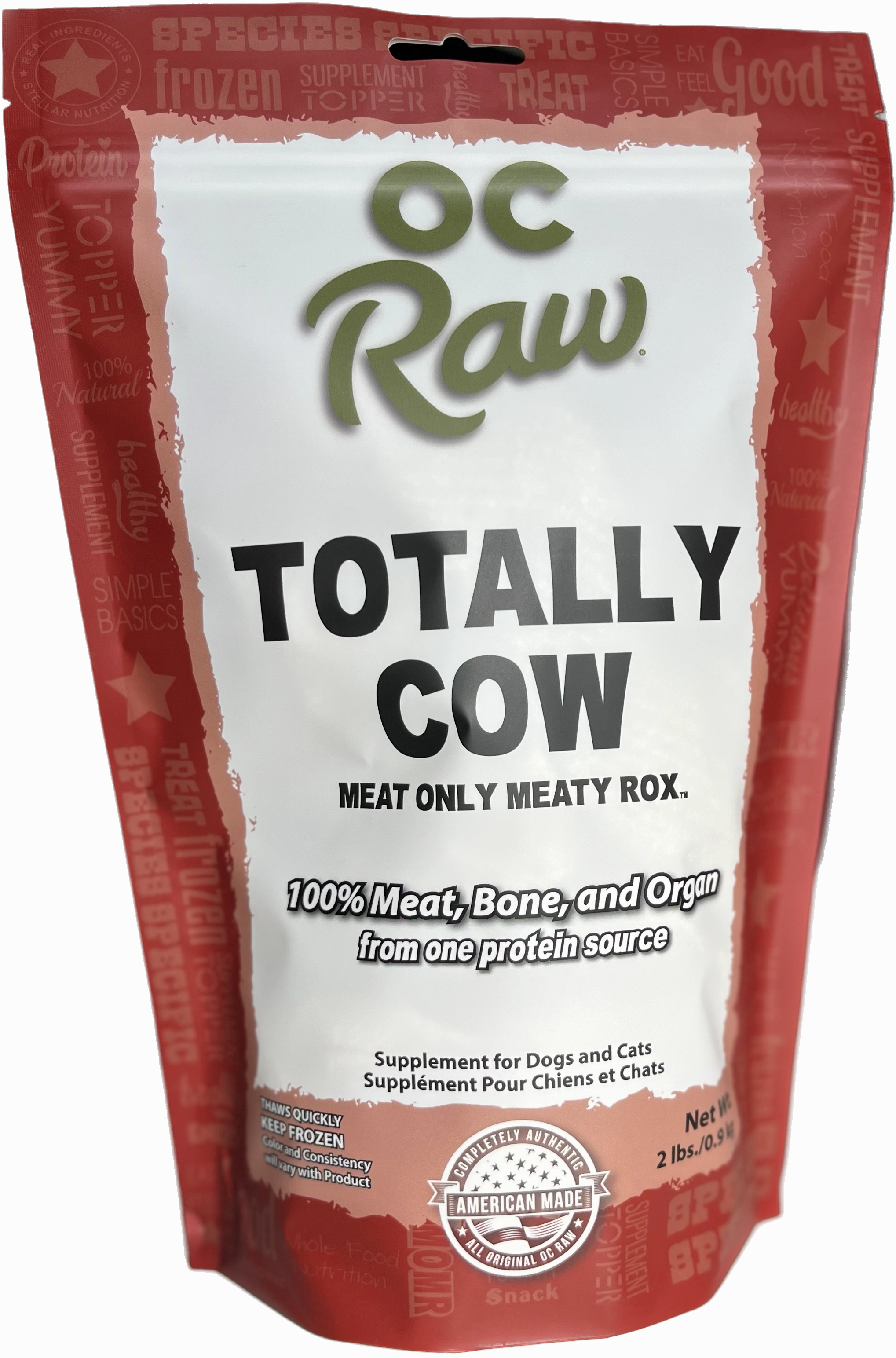 OC Raw Frozen Dog & Cat Food Meaty Rox - Totally Cow 2lb Bag livestock health goat wellness poultry spray cattle health aid goat nutrition
