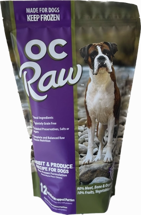 OC Raw Frozen Dog Food Patties Rabbit & Produce 6lb Bag livestock health goat wellness poultry spray cattle health aid goat nutrition