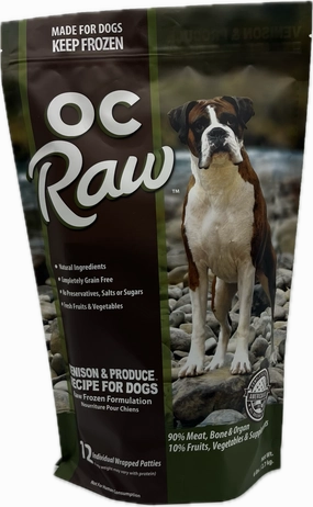 OC Raw Frozen Dog Food Patties Venison & Produce 6lb Bag livestock health goat wellness poultry spray cattle health aid goat nutrition