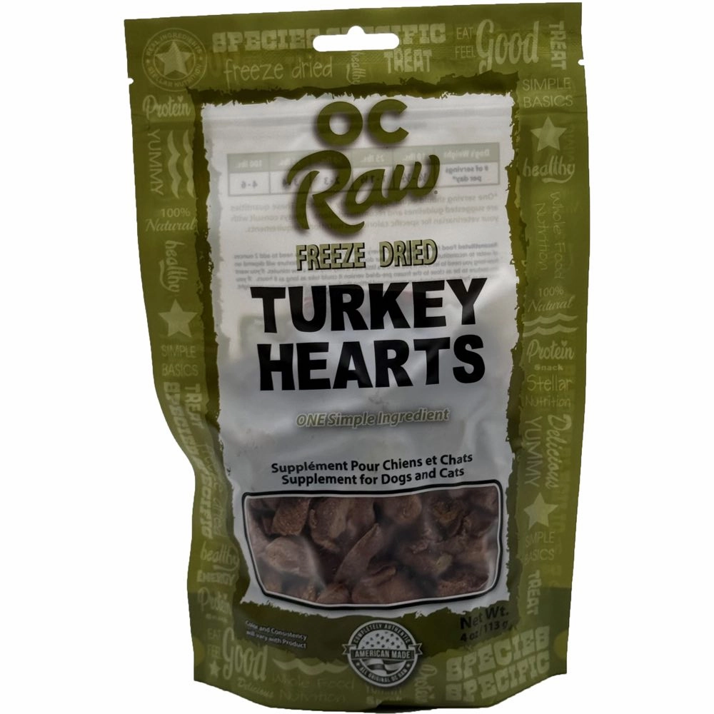 OC Raw Turkey Hearts Grain-Free Freeze-Dried Raw Treats For Cats & Dogs 4oz cat snacks catnip treats healthy cat food cat reward treats low calorie cat food