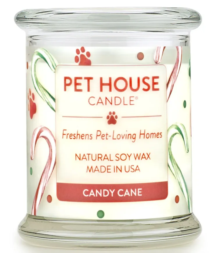 One Fur All Pet House 9oz Candle - Candy Cane dog pain relief hip joint supplement senior dog care pet arthritis aid dog skin supplement