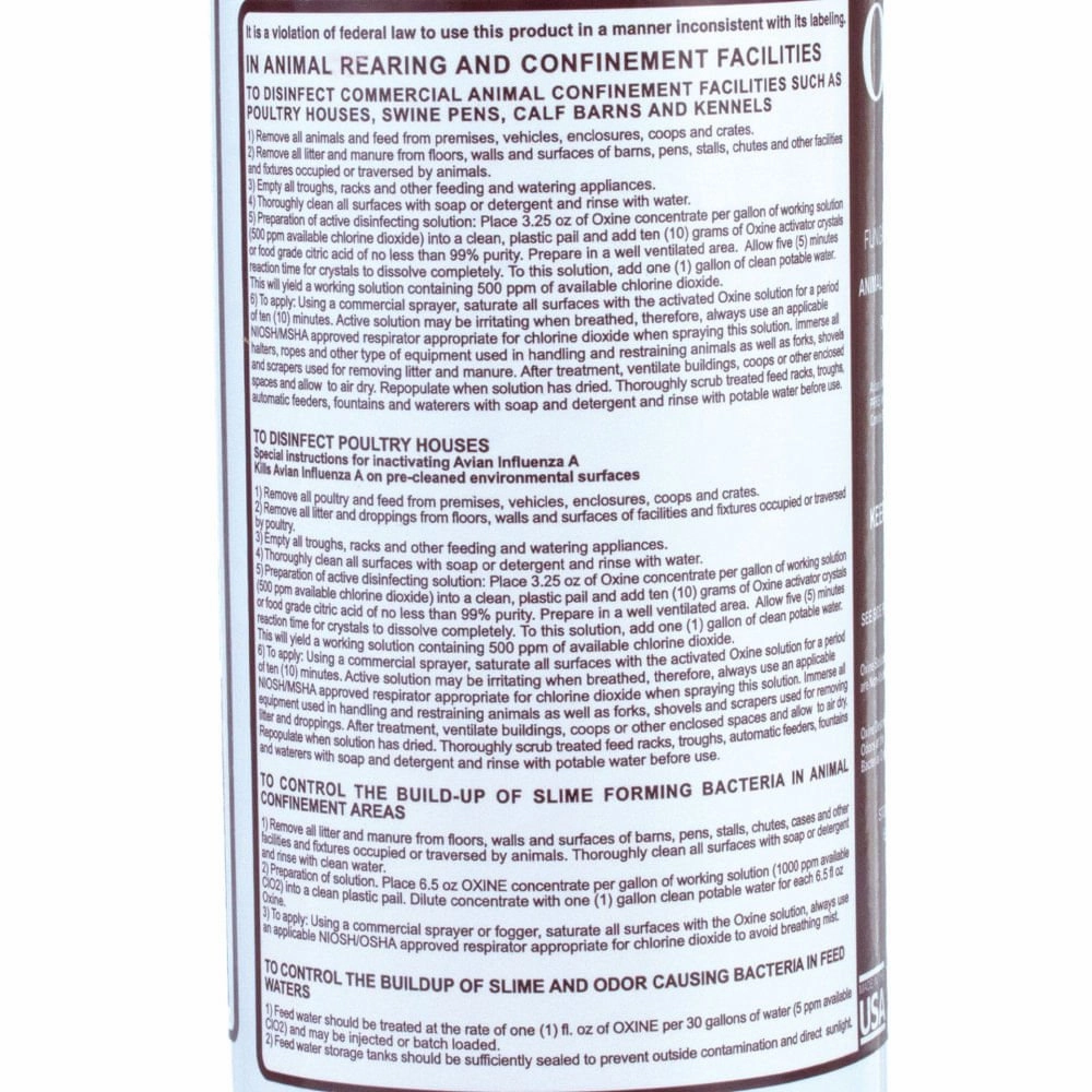 Oxine AH Sanitizer Disinfectant for Animal Facilities