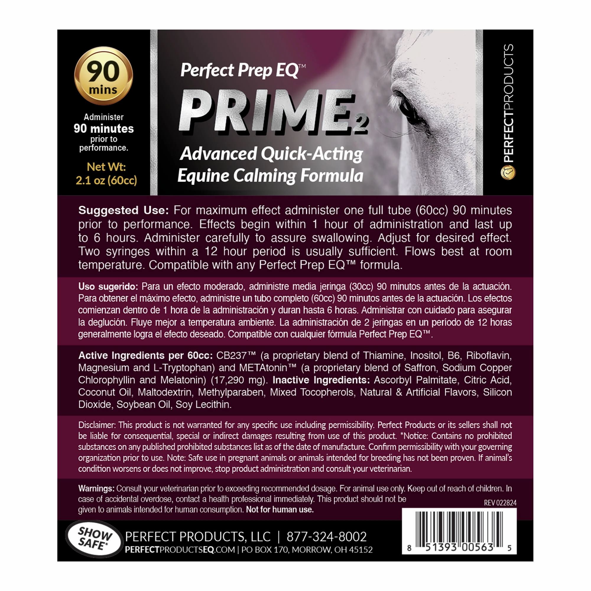 Perfect Prep EQ Prime Focus Paste for Horses, 60 cc