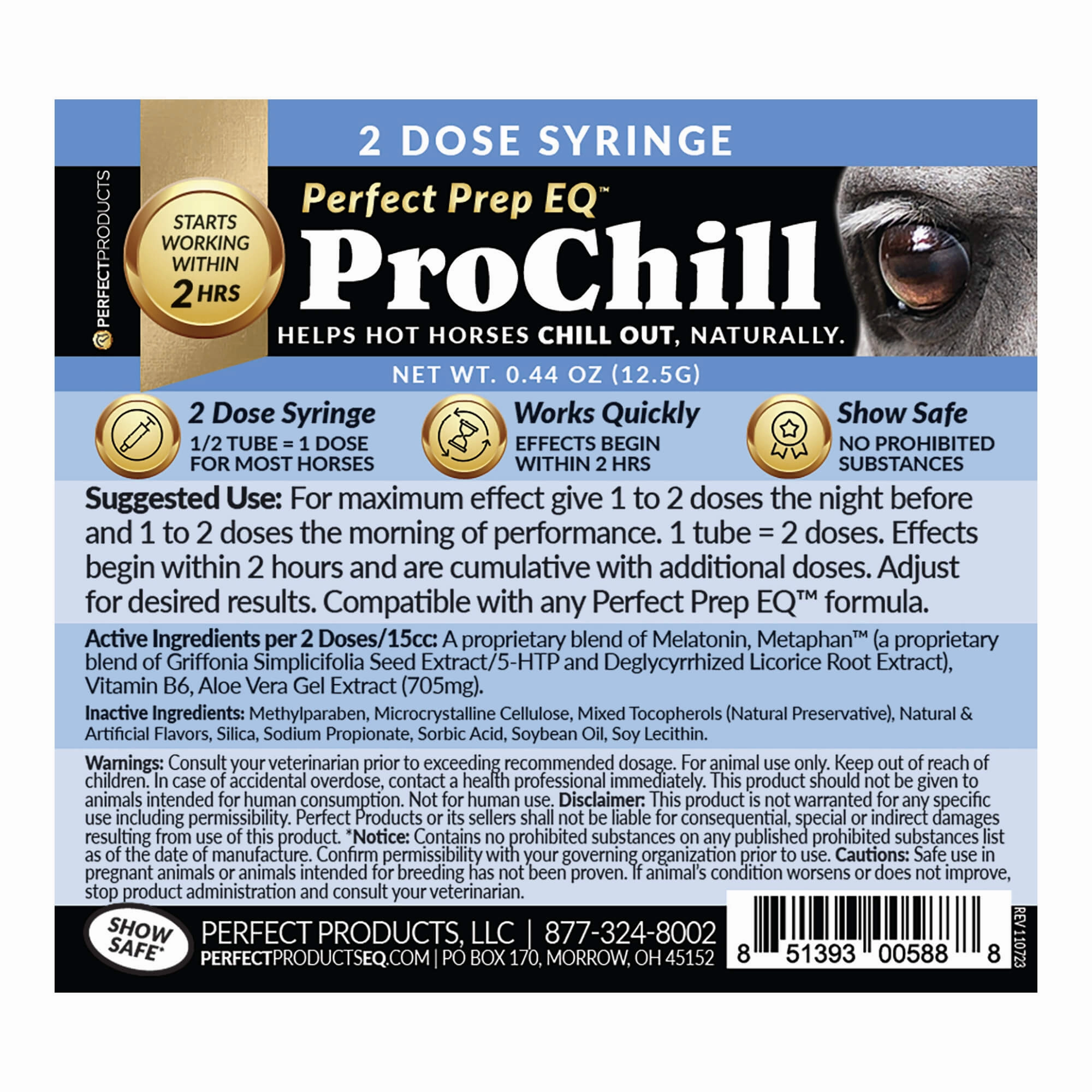Perfect Prep EQ ProChill Calming Paste for Horses, 60 ml