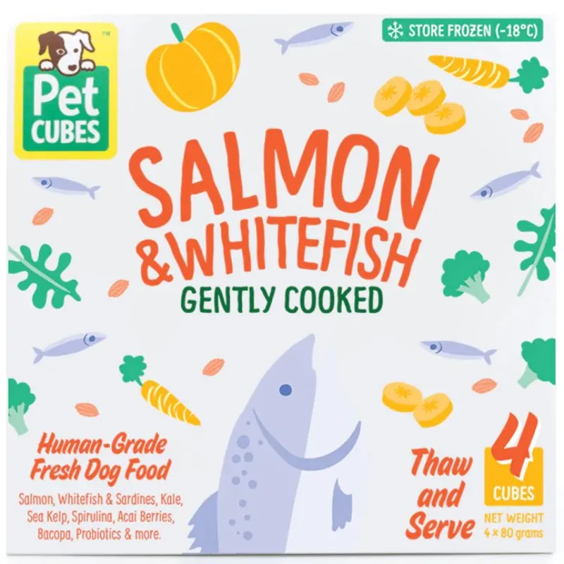 PetCubes Gently Cooked Salmon & Whitefish Grain-Free Frozen Dog Food 2.24kg dog sweater dog tuxedo dog dress holiday dog outfit dog birthday shirt