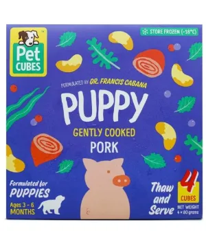 PetCubes Puppy Gently Cooked Pork Grain-Free Frozen Dog Food 2.24kg dog sweater dog tuxedo dog dress holiday dog outfit dog birthday shirt