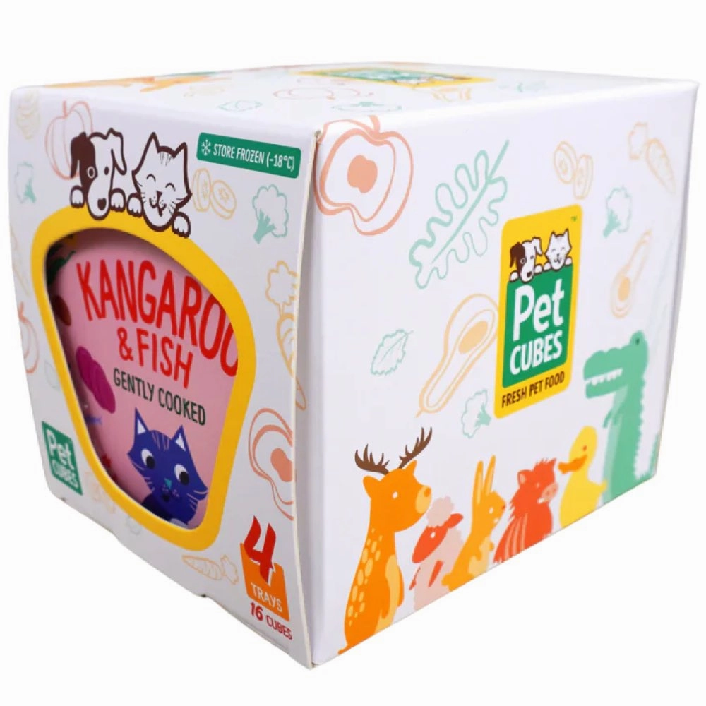 PetCubes Gently Cooked Kangaroo & Fish Frozen Cat Food 1.28kg
